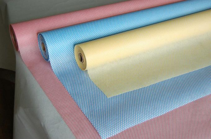 Gelombang Biru Dicetak Viscose Rayon Foam Bonding Nonwoven Wiping Cloth untuk Membersihkan Rumah atau Hotel